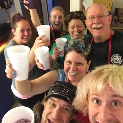 Papa Everett's team selfie — cheers!